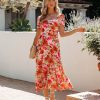 Clothing * | Dee-001 Aviana Floral Square Neck Midi Dress Multi Final Sale