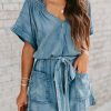 Clothing * | Must-001 Rompers + Jumpsuits Dhal Chambray Pocketed Romper