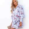 Clothing * | Fate-001 Bluebell Floral Chiffon Button Down Dress