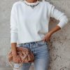 Clothing * | On T-001 Sweaters Queen Bee Embellished Knit Sweater Off White