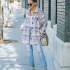 Clothing * | Emor-001 Faustina Pocketed Plaid Shacket Lavender Flash Sale Coats & Jackets