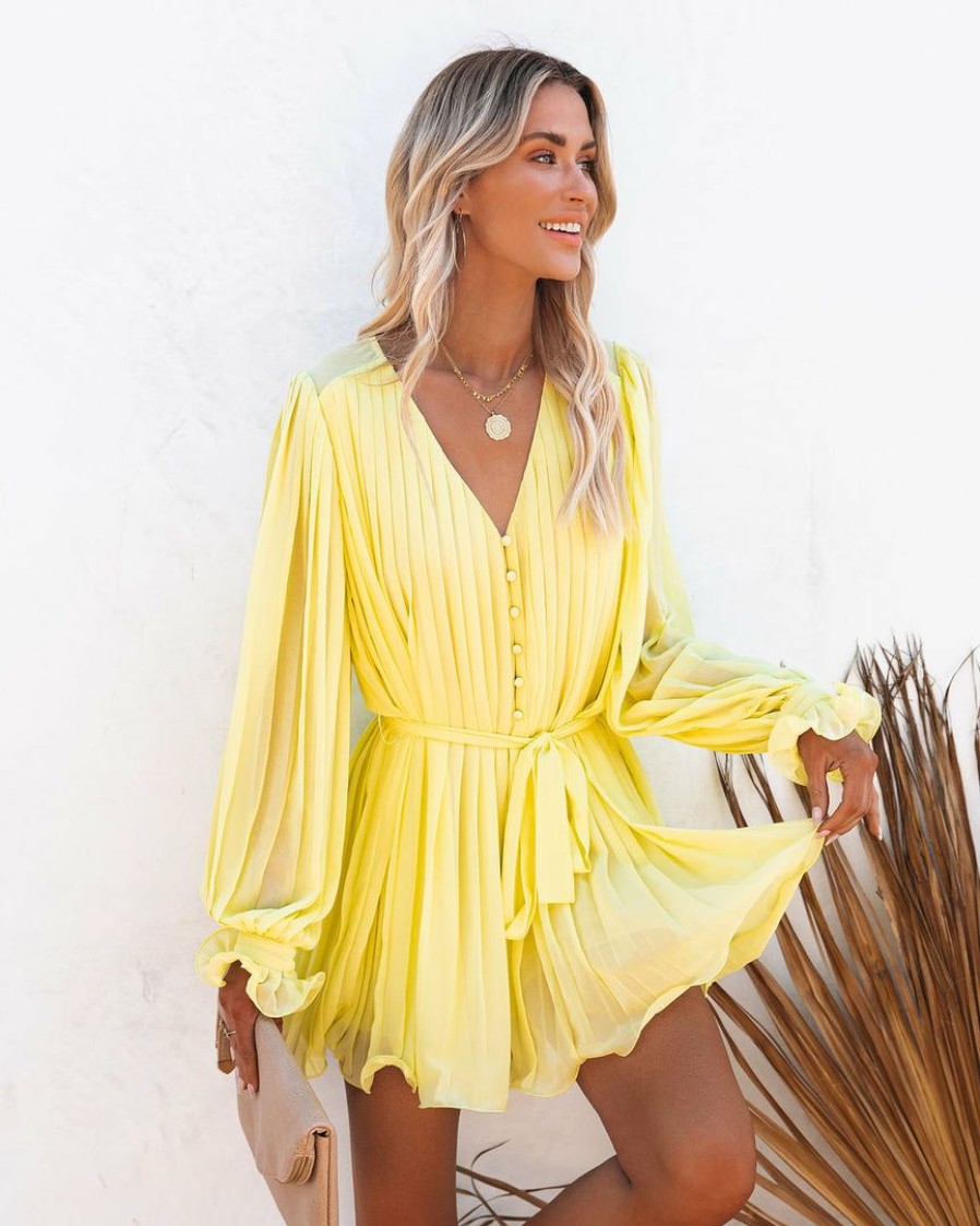 Clothing * | Endl-001 Found Love Pleated Romper Yellow