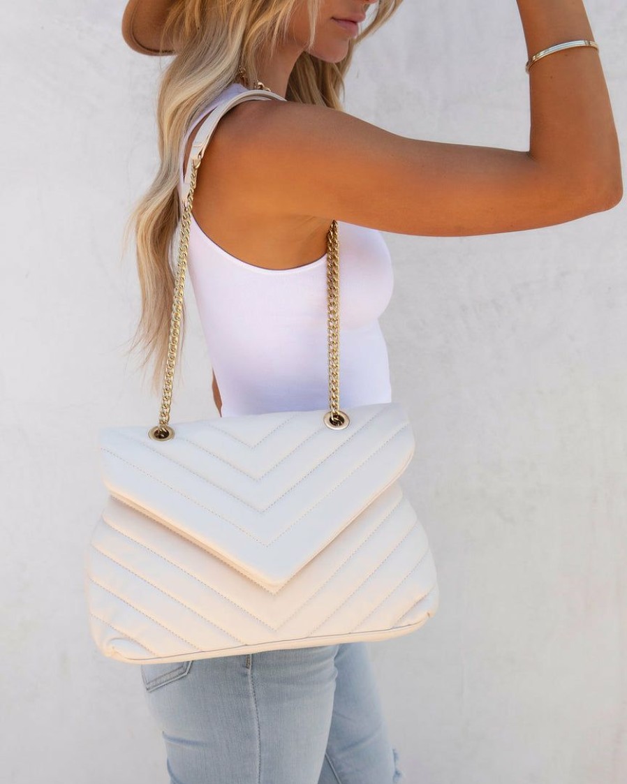 Bags * | Urba-001 Kaisley Quilted Crossbody Shoulder Bag Ivory