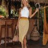 Clothing * | Lush-001 Nissi Sheer Cotton Chevron Midi Skirt Sunflower Final Sale