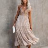 Clothing * | Chry-001 Pansy Tiered Lace Midi Dress Dresses