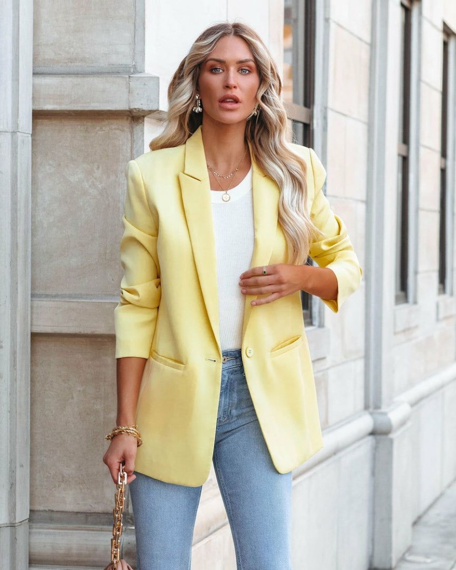 Clothing * | Endl-001 Coats & Jackets Standards Pocketed Blazer Lemon