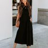 Clothing * | Mod -001 Poppy Cotton Pocketed Tiered Midi Dress Black Final Sale