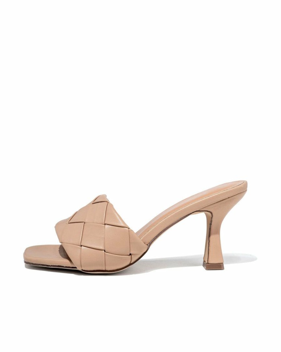 Shoes * | Shu -001 Niara Woven Square Toe Heeled Sandal Taupe Final Sale Take Me To Miami