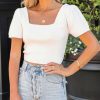 Clothing * | Prom-001 Sweet Summertime Thalie Knit Crop Top White Final Sale