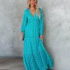 Clothing * | Enc-001 Odessa Metallic Detailed Maxi Dress Teal Flash Sale Guest Of Wedding