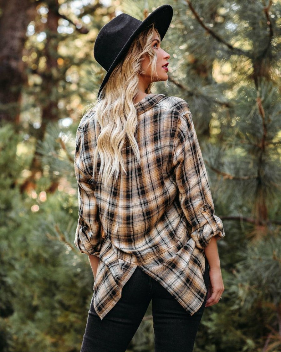 Clothing * | Velv-001 Hadid Plaid Button Down Top Final Sale Tops