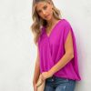 Clothing * | Tych-001 Thankful Babes Draped Short Sleeve Blouse Magenta Take Me To Miami