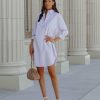 Clothing * | Endl-001 Harmony Cotton Button Down Shirt Dress Lavender Final Sale Dresses