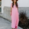 Clothing * | Entr-001 Dresses Shantae Pocketed Knit Maxi Dress Baby Pink