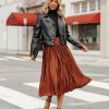 Clothing * | Suga-001 Cailey Pleated Midi Skirt Copper Skirts