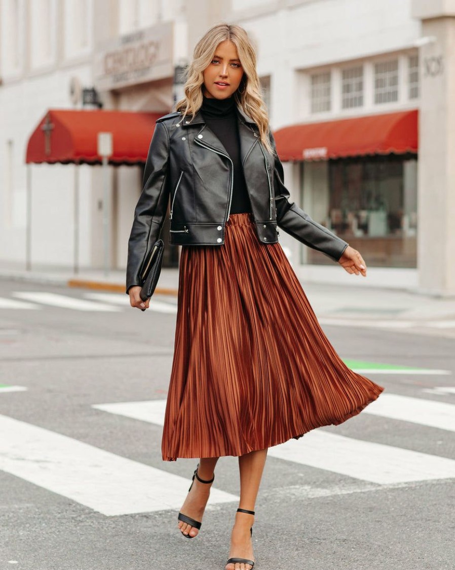 Clothing * | Suga-001 Cailey Pleated Midi Skirt Copper Skirts