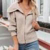 Clothing * | Oliv-001 Buxton Zip Up Knit Sweater Mocha Final Sale Sweaters