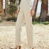 Clothing * | Sage-001 Bottoms Parkhaven Pocketed High Rise Faux Leather Pants Cream Final Sale