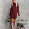 Clothing * | Entr-001 Bump Friendly Kannon Turtleneck Sweater Dress Cinnamon Final Sale