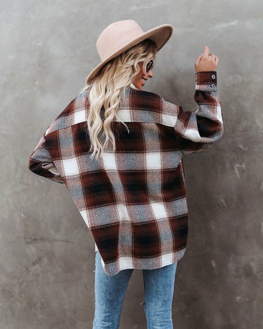 Clothing * | She -001 Liles Plaid Button Down Wool Blend Shacket