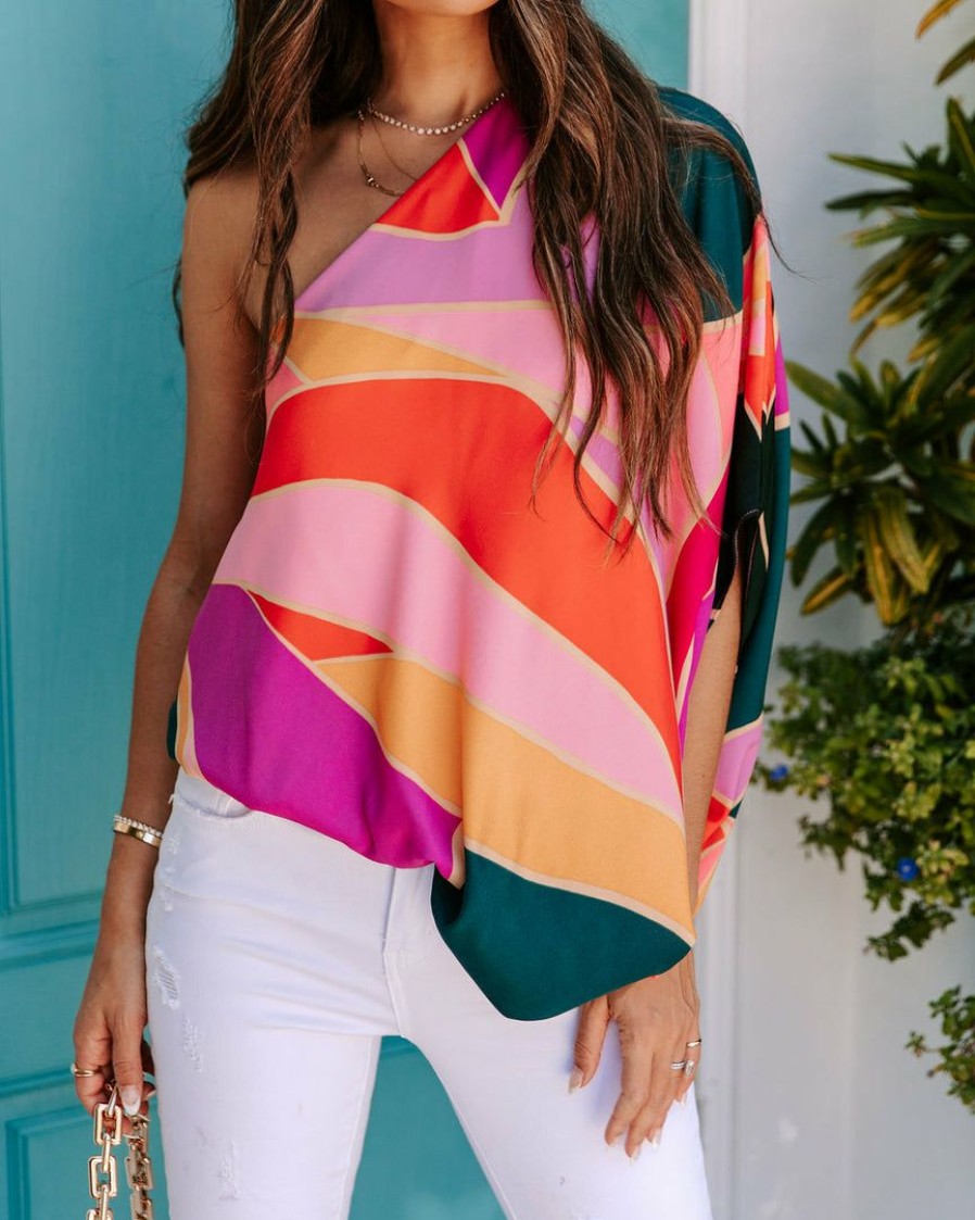 Clothing * | Tych-001 Mondrian One Shoulder Blouse Take Me To Miami