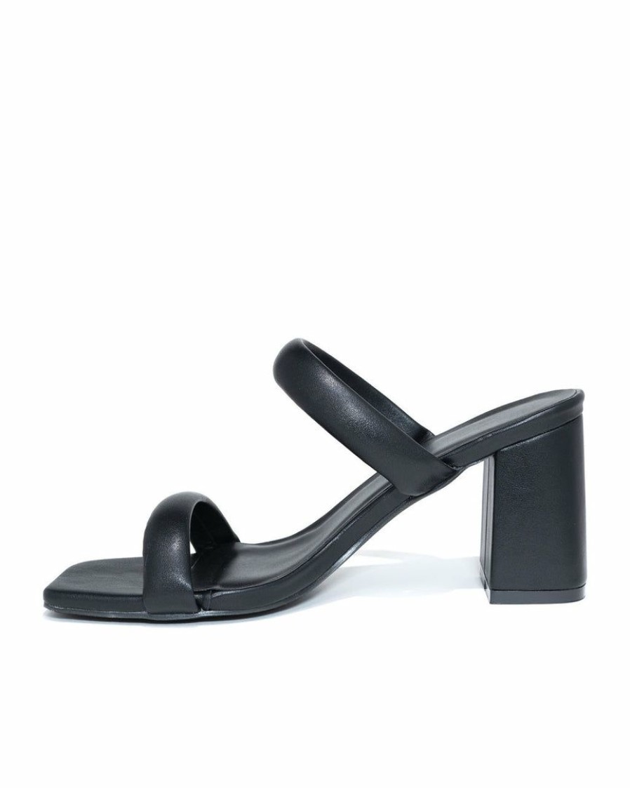 Shoes * | Shu -001 Schena Square Toe Heeled Sandal Black Final Sale Guest Of Wedding