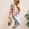 Clothing * | Thre-001 Harvard Dreams Plaid Button Down Top Rust Combo