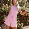 Clothing * | All-001 Chic Matching Sets Ash Cotton Halter Tank Bubblegum Final Sale