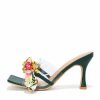 Shoes * | Cape-001 Moretti Scarf Chain Heeled Sandal Hunter Green Date Night Out