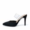 Shoes * | Shu -001 Joi Clear Strap Faux Suede Pointed Heel Black Final Sale