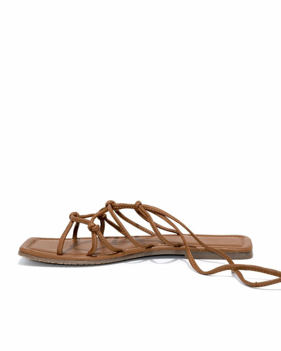 Shoes * | Band-002 Sunny Daze Kady Strappy Square Toe Sandal Tan Final Sale