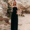 Clothing * | Prom-001 The Vacation Shop Hit The Beach Smocked Halter Maxi Dress Black Final Sale