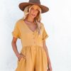 Clothing * | Lush-001 Manuka Cotton Pocketed Romper Mustard Sunny Daze