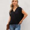 Clothing * | Tych-001 Thankful Babes Draped Short Sleeve Blouse Black Take Me To Miami