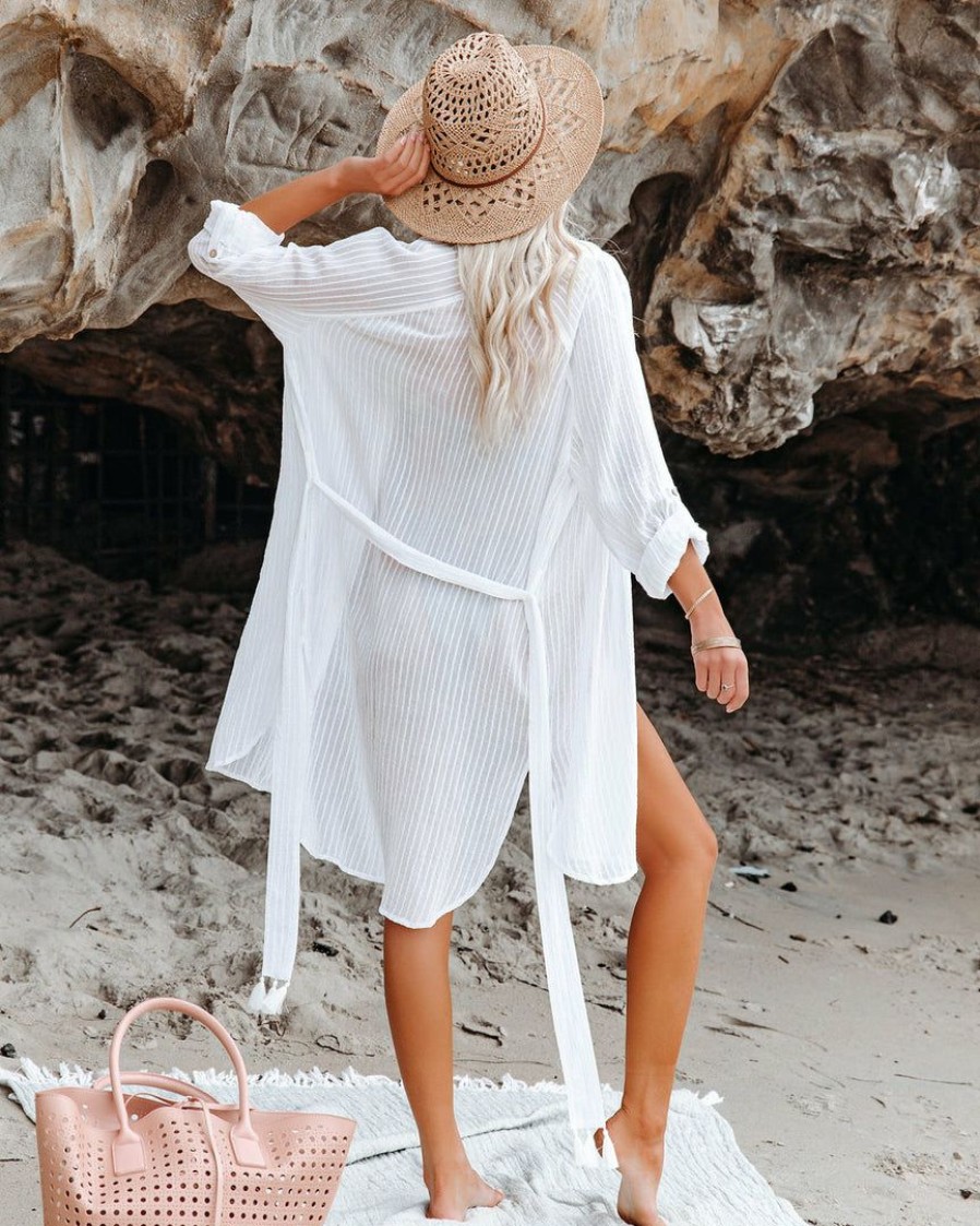 Clothing * | Love-003 Calm Waters Cover-Up Shirt Dress Off White