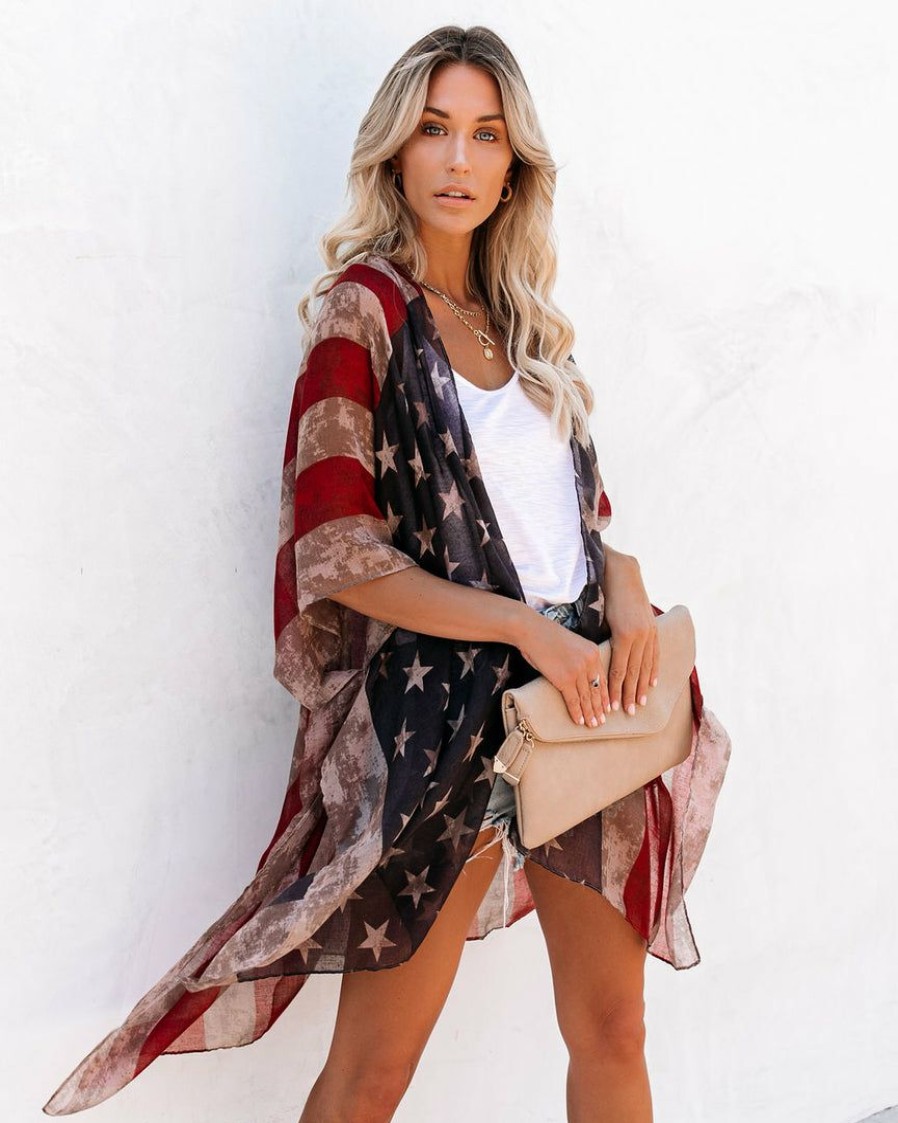 Clothing * | Urba-001 All American Girl Kimono Final Sale