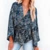 Clothing * | Dres-001 Date Night Out Verena Printed Wrap Kimono Blouse Final Sale