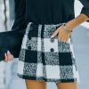 Clothing * | Must-001 Bottoms Flavia High Rise Pocketed Plaid Shorts Black Final Sale