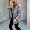 Clothing * | Acoa-001 Coats & Jackets Lexie Cotton Blend Button Down Shacket Charcoal