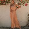 Clothing * | Fore-001 Just Peachy Fringe Midi Dress Dresses