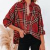 Clothing * | Flaw-001 Antonio Cotton Linen Plaid Button Down Top Flash Sale Tops