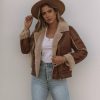 Clothing * | Oliv-001 Shona Pocketed Faux Leather Sherpa Jacket Brown Final Sale Coats & Jackets