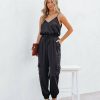 Clothing * | Stru-001 Quince Pocketed Satin Utility Jumpsuit Black