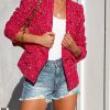 Clothing * | Fore-001 Poised Pocketed Tweed Blazer Fuchsia Final Sale