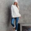 Clothing * | Dres-001 Sweaters Nysha Mock Neck Knit Sweater Beige Final Sale