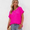 Clothing * | Entr-001 Kaycie Short Sleeve Blouse Fuchsia Take Me To Miami