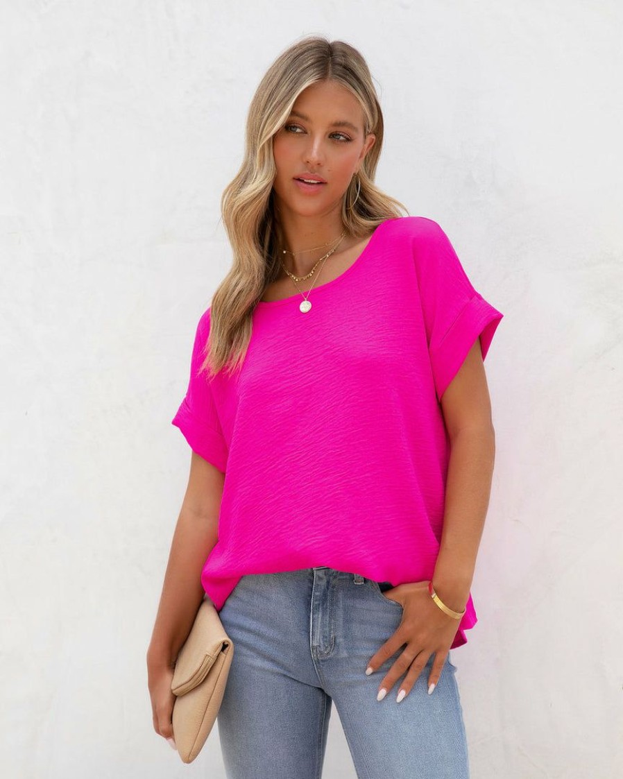 Clothing * | Entr-001 Kaycie Short Sleeve Blouse Fuchsia Take Me To Miami