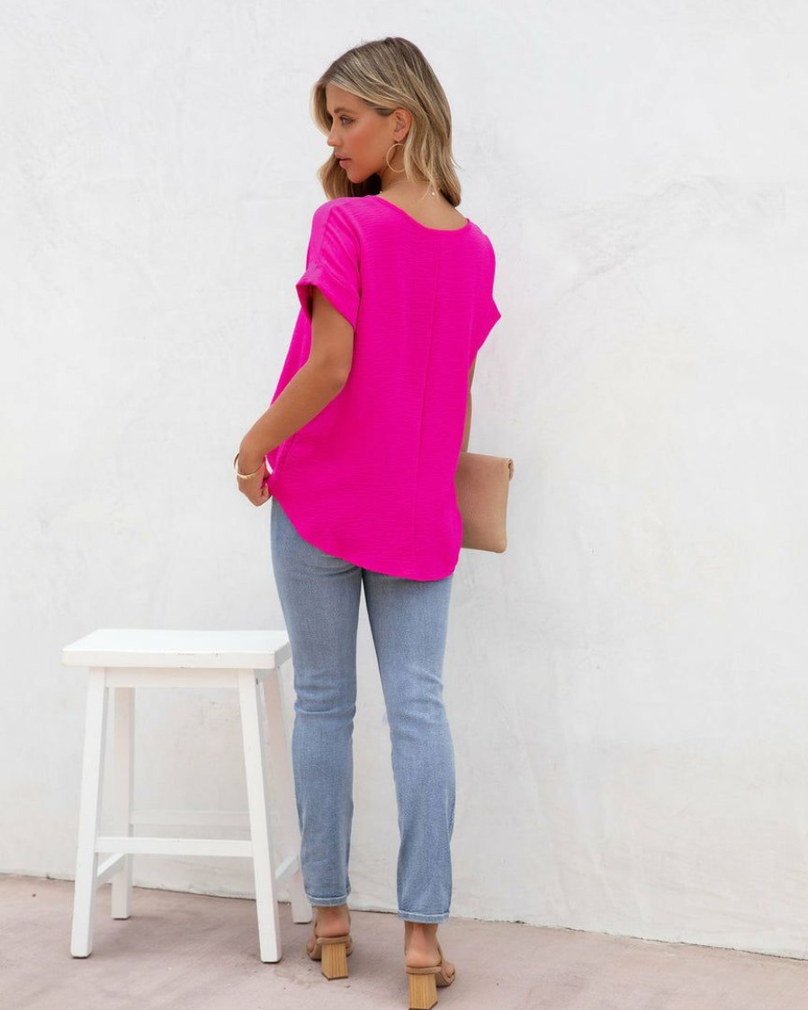 Clothing * | Entr-001 Kaycie Short Sleeve Blouse Fuchsia Take Me To Miami