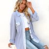 Clothing * | Entr-001 Rigo Cotton Button Down Shacket Light Blue Flash Sale Coats & Jackets