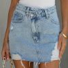 Clothing * | Endl-001 Wilbert Crisscross Distressed Denim Skirt